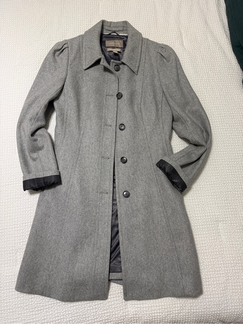 Banana Republic Italian Wool Blend Gray Belted Coat Small